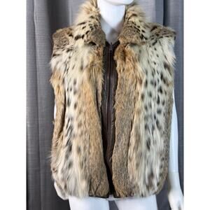 Vintage 80s Lynx Reversible to Chocolate Leather Vest Sz M/L